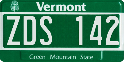 VT license plate ZDS142