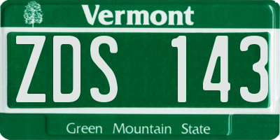 VT license plate ZDS143