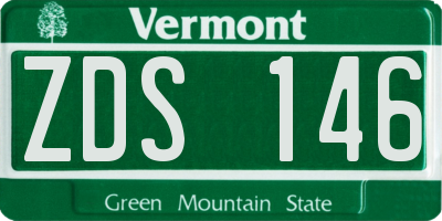VT license plate ZDS146