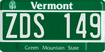 VT license plate ZDS149