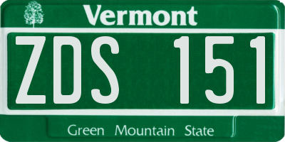VT license plate ZDS151