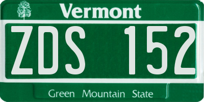 VT license plate ZDS152