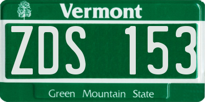 VT license plate ZDS153