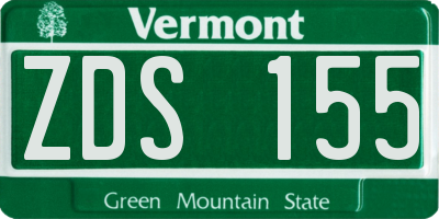 VT license plate ZDS155