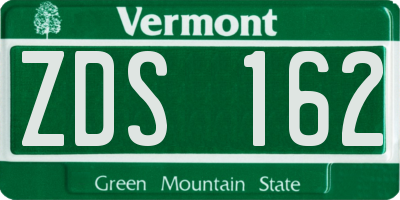 VT license plate ZDS162