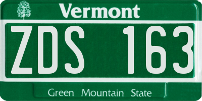 VT license plate ZDS163