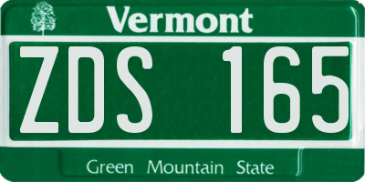 VT license plate ZDS165