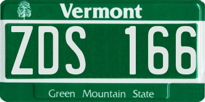 VT license plate ZDS166