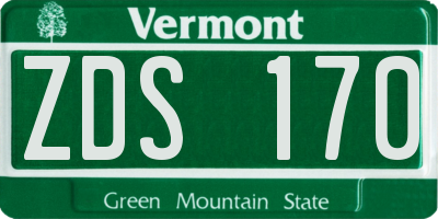 VT license plate ZDS170