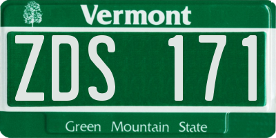 VT license plate ZDS171