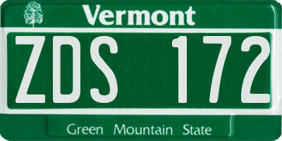 VT license plate ZDS172