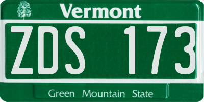 VT license plate ZDS173
