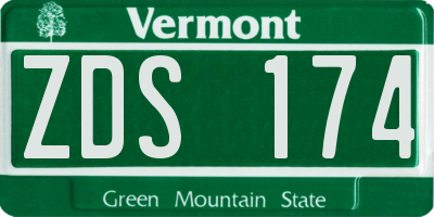 VT license plate ZDS174