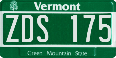 VT license plate ZDS175