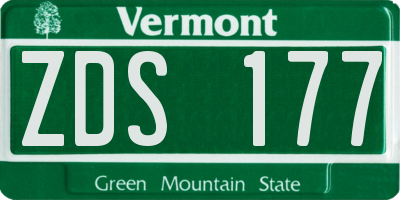 VT license plate ZDS177
