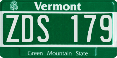 VT license plate ZDS179