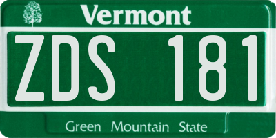 VT license plate ZDS181