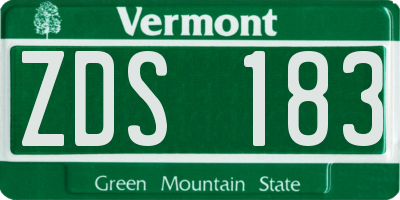 VT license plate ZDS183