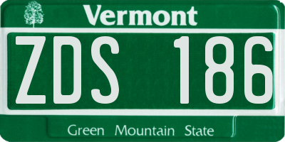 VT license plate ZDS186
