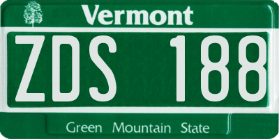 VT license plate ZDS188