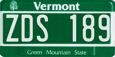 VT license plate ZDS189