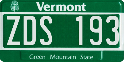 VT license plate ZDS193