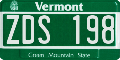 VT license plate ZDS198