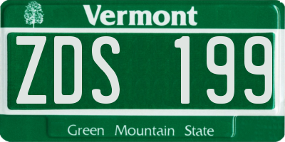 VT license plate ZDS199