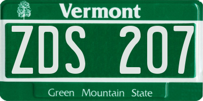 VT license plate ZDS207