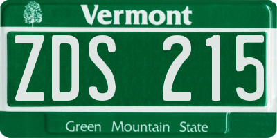 VT license plate ZDS215