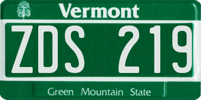 VT license plate ZDS219