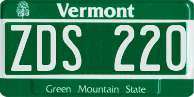 VT license plate ZDS220