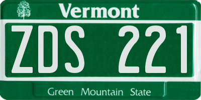 VT license plate ZDS221