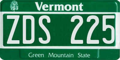 VT license plate ZDS225