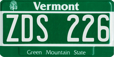 VT license plate ZDS226