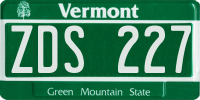 VT license plate ZDS227