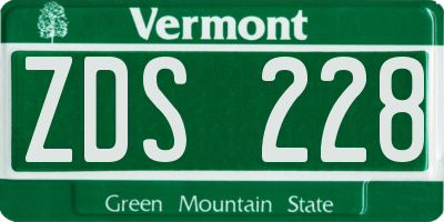 VT license plate ZDS228