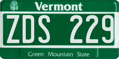 VT license plate ZDS229