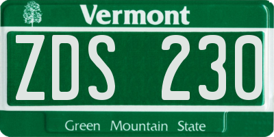 VT license plate ZDS230
