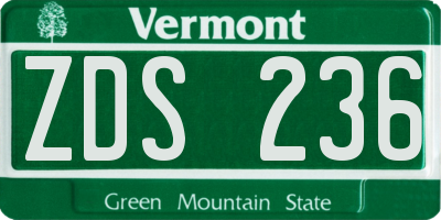 VT license plate ZDS236