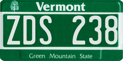 VT license plate ZDS238