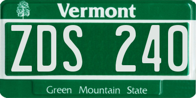 VT license plate ZDS240