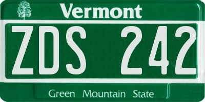 VT license plate ZDS242