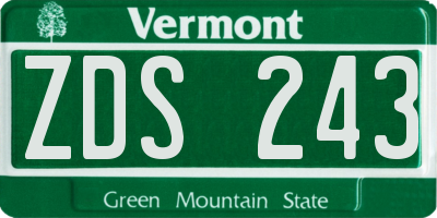 VT license plate ZDS243