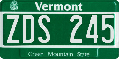VT license plate ZDS245