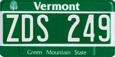 VT license plate ZDS249