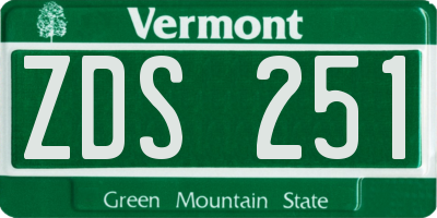 VT license plate ZDS251