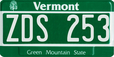 VT license plate ZDS253
