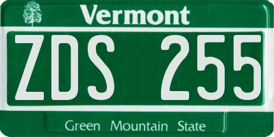 VT license plate ZDS255