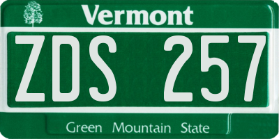 VT license plate ZDS257